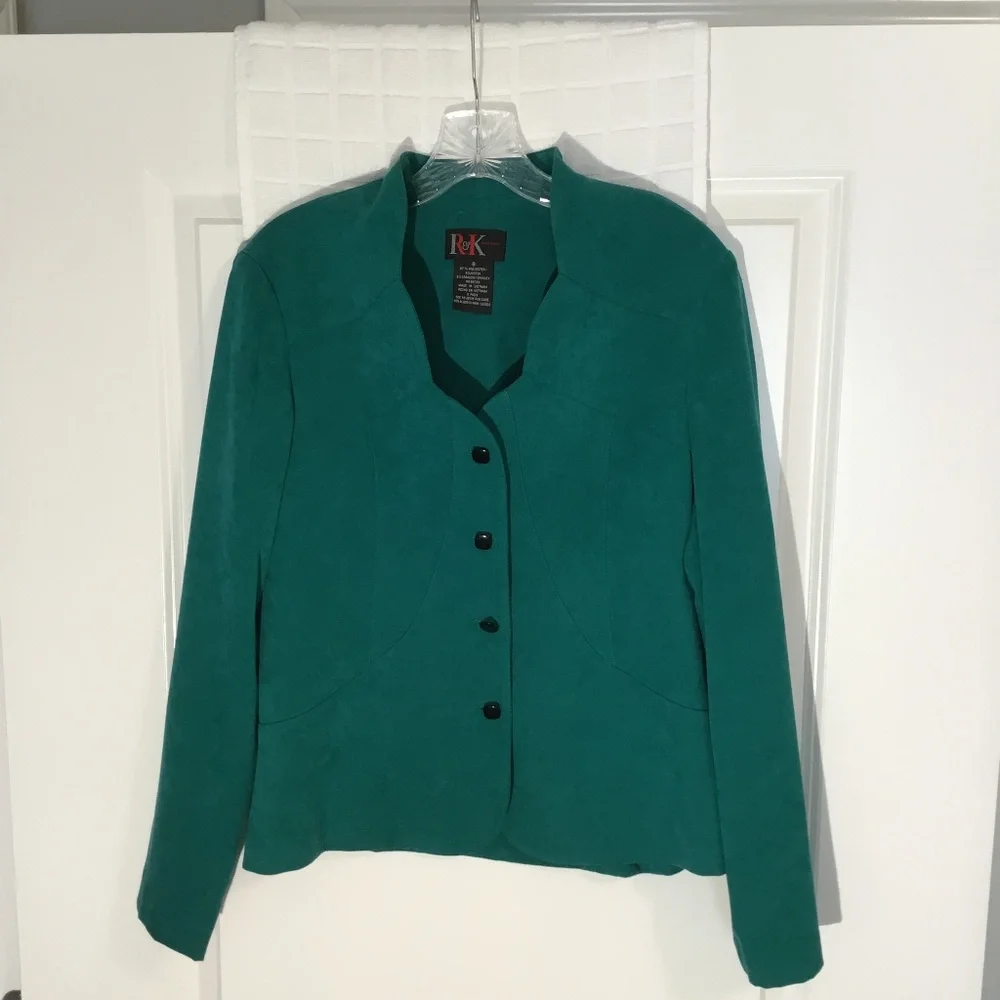 R & K Ladies Button Down Blazer Paris Green Size 8 - Picture 1 of 5